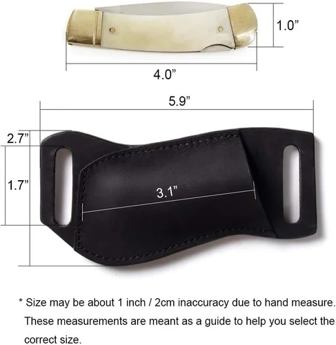 Vista 5 de Gentlestache Funda de cuero para cuchillo de bolsillo para cinturón, funda plegable para cuchillo, funda para cinturón EDC, color negro compacto