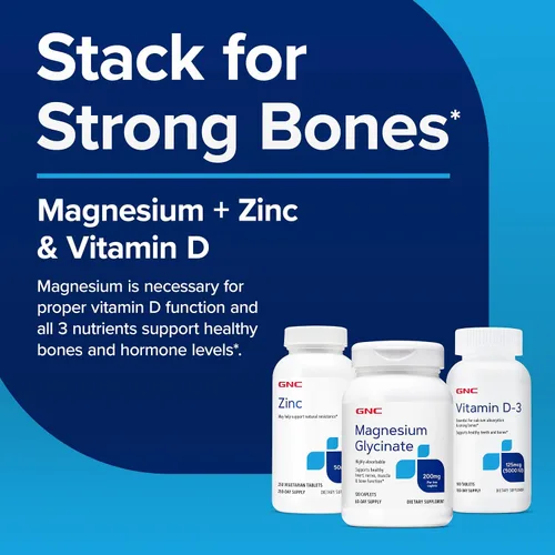 Vista 7 de GNC Glicinato de magnesio, suplemento dietético para hombres y mujeres, apoya la función cardíaca, nerviosa, muscular y ósea, altamente absorbente