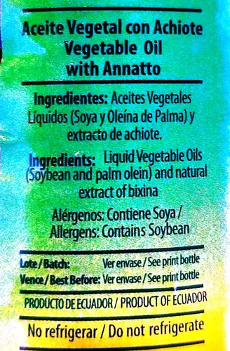Vista 2 de LA FAVORITA Aceite vegetal con ANNATO 16.9 onzas