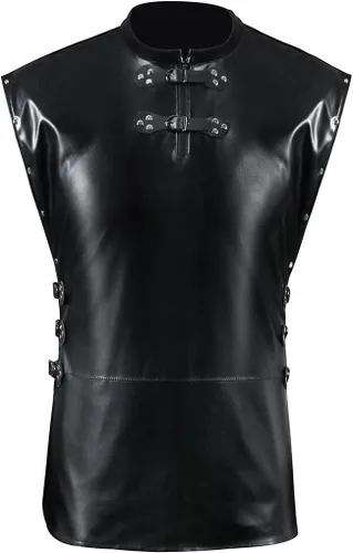 Vista 3 de AMNPOLEN Jon Snow Knights - Disfraz de caballeros para adultos, hombres, tronos, Halloween, cosplay, medieval, color negro, de poliuretano