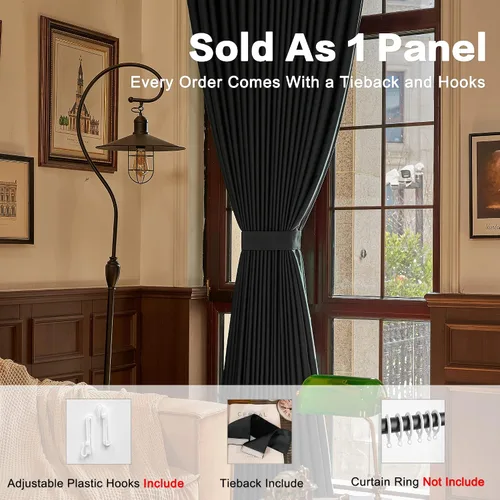 Vista 4 de HUTO Cortinas Plisadas de Pinzas Opacas con Aislamiento Térmico para Oscurecer la Habitación, Panel de Tratamiento de Ventana para Sala de Estar