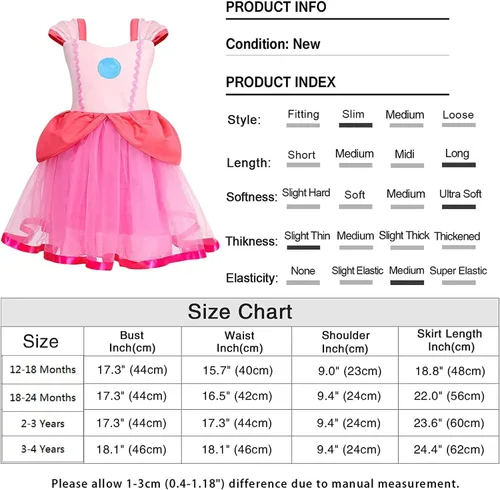Vista 4 de Eledobby Princess Pink Costume Dress for Girls Halloween Cosplay Outfits Birthday Party Fancy Toddler Dress Up