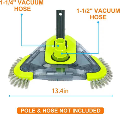 Vista 9 de Sepetrel Cabezal de aspiradora de piscina mejorado con cepillo lateral y adaptador de manguera giratorio universal, forma triangular pesada