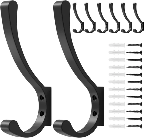 Vista 10 de saffruff Ganchos de montaje en pared, ganchos de metal resistentes para colgar ropa, mochila, bolsa, toalla y chaqueta, fuerte gancho de armario