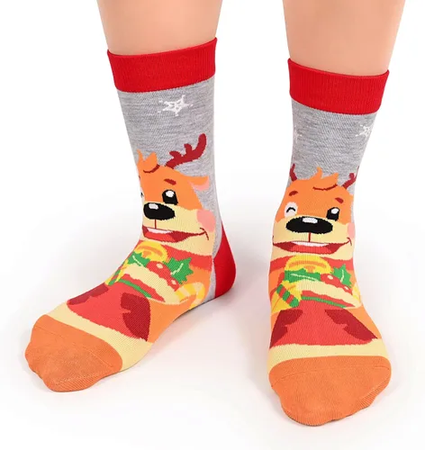 Vista 3 de Dsia Zamur Calcetines de cuello redondo para niños y niñas, paquete de 4 a 6 + caja de regalo, novedosos calcetines de pantorrilla coloridos