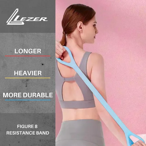 Vista 2 de LEZER Figura 8 Banda de resistencia, cuerda elástica de fitness, entrenamiento Execrise para brazo, espalda, pecho y hombro, yoga, pilates