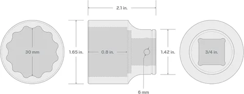 Vista 2 de TEKTON Unidad de 3/4 pulgadas x 1.181 in Zócalo poco profundo de 12 puntos SHD32330