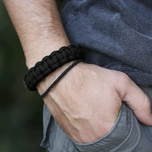 Vista 7 de SanWay - pulsera de supervivencia con silbato multifunción, con Paracord., Multicolor, Bhchpcd-blk