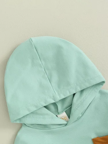 Vista 4 de Ropa de otoño e invierno para bebé niño, con capucha, de manga larga, a rayas, pantalones elásticos para recién nacidos