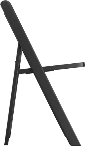 Vista 3 de Juego de 4 sillas plegables de resina negra con asiento de listones