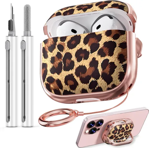 Vista 12 de Inesore Funda con bloqueo de seguridad para AirPods 4 2024, bonita funda floral para AirPod de 4ª generación para mujeres con kit limpiador