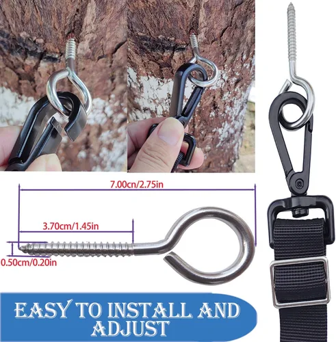 Vista 6 de Protector de parada de caballos con gancho giratorio, valla de protección para pasillo de caballo con correas ajustables, clip de metal fuerte