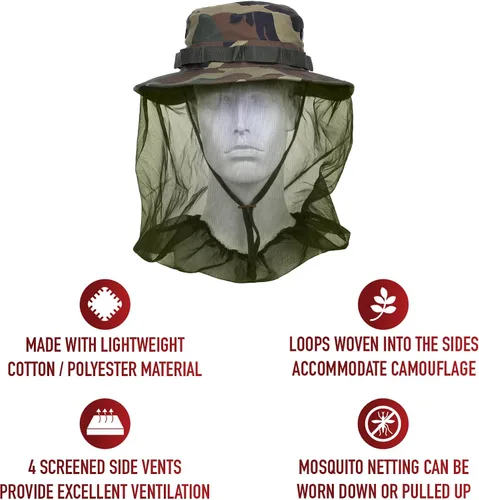Vista 7 de Rothco Sombrero Boonie con mosquitera Camuflaje del bosque