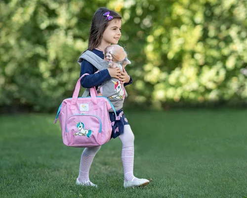 Vista 9 de HappyVk - Bolsa de pañales rosa para muñecas con cambiador de muñecas- Bolso para niñas - Unicornio Realistic, Spacious & Comfortably Designed for