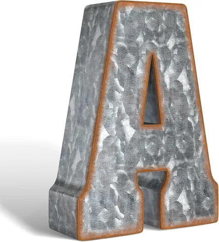 Vista 11 de CraftyCrocodile Números de metal galvanizado de 7" para decoración de pared - Número 3D 0 para colgar y de pie libre - Números de mesa rústicos