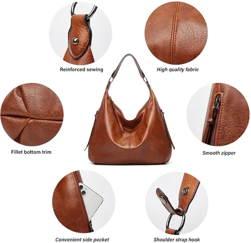 Vista 2 de WZCSLM Bolso de mano de cuero para mujer, bolso de hombro suave con asa superior