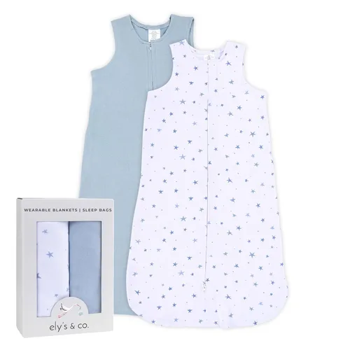 Vista 3 de Ely's & Co. Manta de algodón para bebé, saco de dormir de algodón 0-3,3-6, 6-12, 12-18 meses, juego de 2 unidades para bebé niño y niña, rosa, azul
