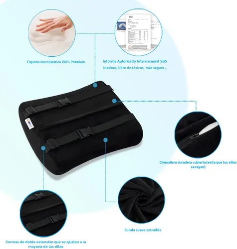 Vista 4 de SAIREIDER Almohada cómoda de apoyo lumbar para silla de oficina, almohadas de respaldo de espuma viscoelástica para coche, silla de juegos, silla