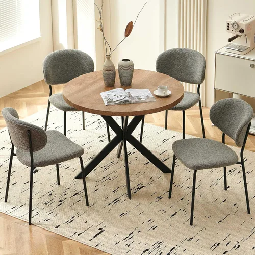 Vista 19 de Homedot Juego de 2 sillas de comedor tapizadas negras, modernas sillas de cocina de mediados de siglo tapizadas con cojín acolchado para comedor