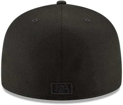 Vista 4 de Gorra New Era para hombres de los New York Yankees. Colección auténtica de gorras MLB 59Fifty, adulto, escarlata Negro/Negro