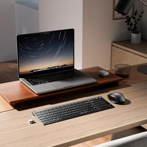 Vista 9 de iClever Combo de teclado y mouse inalámbricos Bluetooth DK05, gris espacial Gris y negro