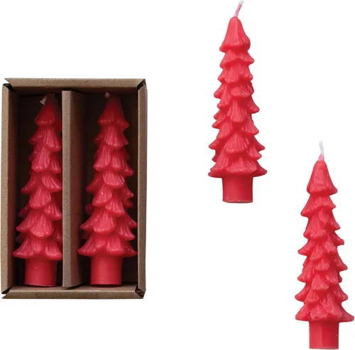 Vista 20 de Creative Co-Op Velas cónicas en forma de árbol sin perfume, ponche de huevo, juego de 2 en caja, 5 pulgadas Eggnog