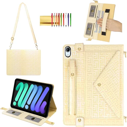 Vista 150 de Funda tipo bolso para iPad mini de 5ª/4ª/3ª/2ª/1ª generación de 7.9 pulgadas, Techcircle funda ligera tipo folio con soporte bandolera con billetera