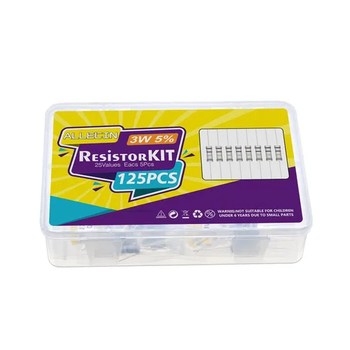 Vista 5 de Kit de resistencias de película de carbono de 3W de 1 ohmio a 1M Ohm 25 valores Surtido de resistencias de 3 vatios y 5%