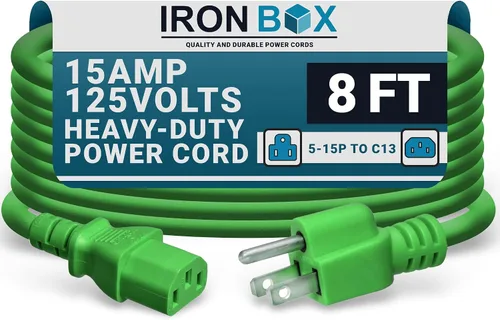 Vista 44 de IronBox Electric - Cable de Alimentación de Servicio Pesado 5-15P a C13 - Cable PC SJT 14/3 de 3 Clavijas 15A 125V - Cable para Computadora