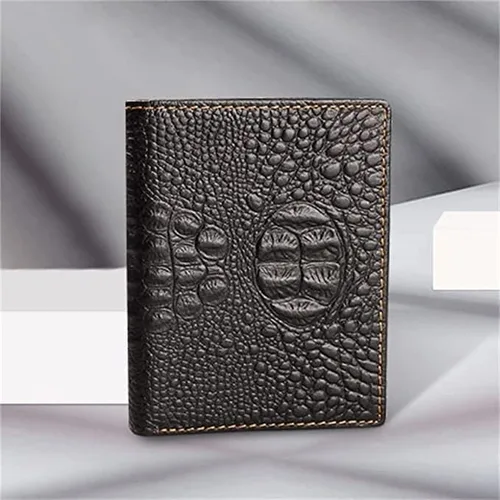 Vista 4 de Cartera vertical corta para hombre, funda de cuero multifuncional, tarjetero para almacenamiento de tarjetas