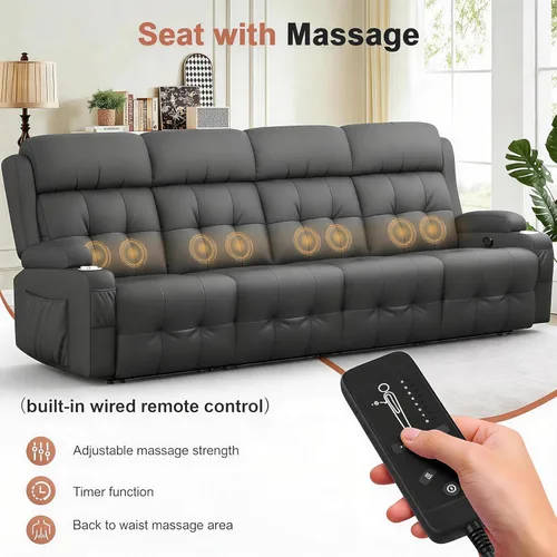 Vista 161 de Sofá de Dos Plazas Reclinable, Sofá Reclinable de Masaje con Gran Capacidad de Peso, Silla de Dos Plazas para RV en Liquidación con Consola, USB