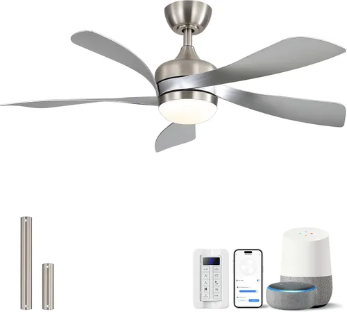 Vista 28 de Sofucor Ventilador de techo inteligente de 52", ventiladores de techo blancos para interiores/exteriores con luces y control remoto, funciona