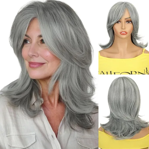 Vista 16 de Peluca sintética sin pegamento con capas Pixie corto para mujer, color negro, para uso diario, Cosplay