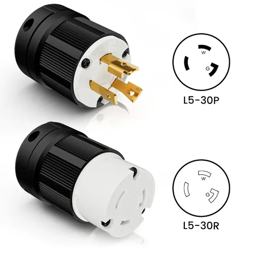 Vista 7 de NEMA L5-30R Conector de bloqueo, enchufe hembra del adaptador de bloqueo