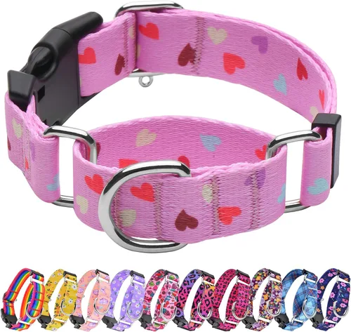 Vista 26 de Hikiko - Collar de cuadros para perros con collar ajustable de nylon Martingale con hebilla de liberación rápida (Pluma de beige, X-Pequeño)