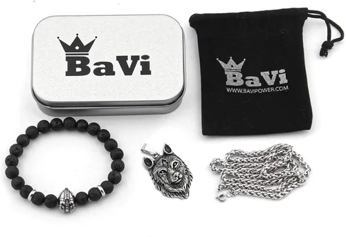 Vista 5 de BAVIPOWER Viking Fenrir - Collar con dije de cabeza de acero inoxidable, potente joyería pagana para hombres y mujeres, protección de amuleto