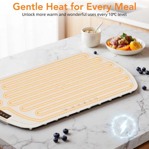 Vista 6 de Alfombrilla de calentamiento de alimentos Electactic, calentamiento rápido de 10s de silicona con temperatura ajustable de 7 niveles (hasta 212℉)