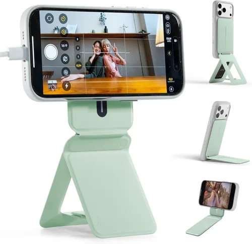 Vista 15 de MOFT MOVAS - Billetera con trípode para teléfono, 3 en 1, soporte magnético compatible con NFC, soporte para tarjetas ajustable de cuero vegano