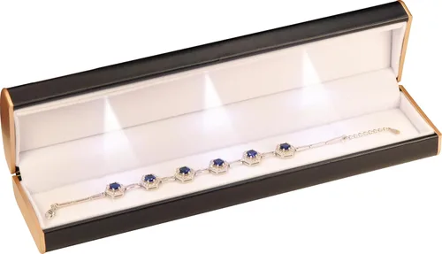 Vista 8 de Caja de pulsera negra con tres luces LED para cumpleaños, día de San Valentín, día de la madre, día del padre, Navidad... pulsera LED de lujo