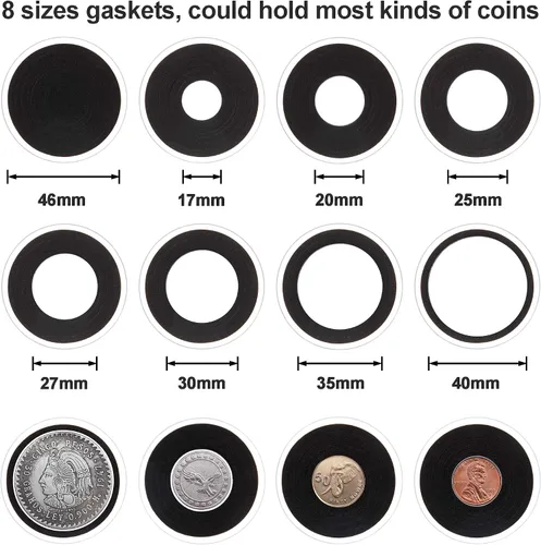 Vista 3 de FRIMOONY Cápsulas de monedas de 1.811 in, con junta de espuma y caja de almacenamiento de plástico, para colección de monedas, 2 paquetes