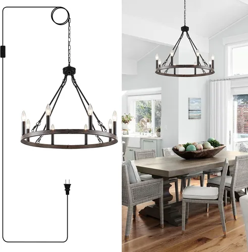 Vista 7 de ETONIMERR Lámpara de araña pequeña de cristal con enchufe Iluminación 4 luces Lámpara de araña moderna de cristal con cable de enchufe de 5.2 metros