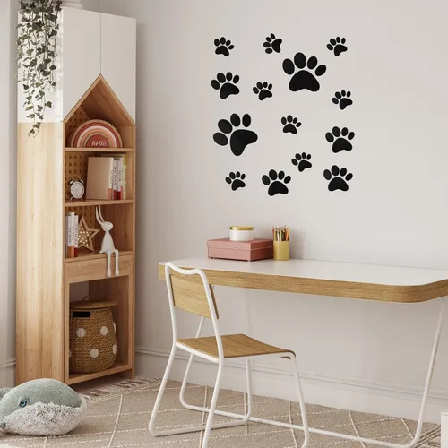 Vista 7 de Tenare 14 calcomanías de espejo con estampado de patas de perro, calcomanías de espejo acrílico, removibles, decoración de pared para baño, sala