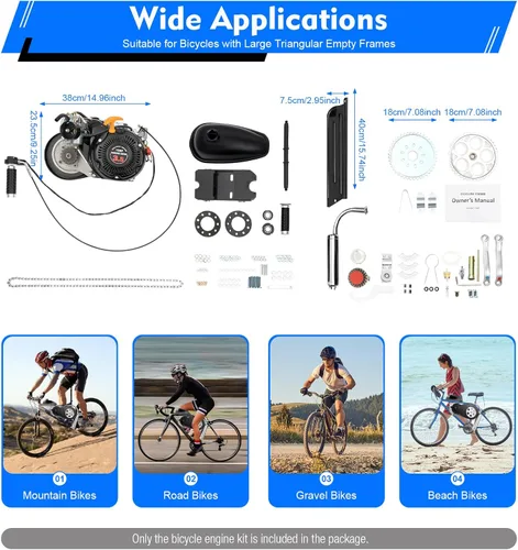 Vista 2 de Kit de motor de bicicleta de 100cc 4 tiempos, motor de gasolina motorizado de cilindro único para bicicleta modificada, motor de scooter modificado
