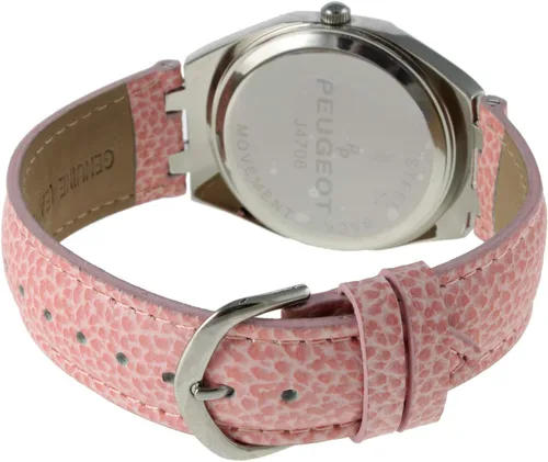 Vista 3 de Peugeot Reloj de pulsera para mujer con bisel de cristal y correa de cuero a juego