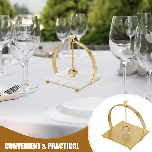 Vista 9 de Arc-shaped Metal Napkin Holder with Weighted Arm, Rustic Iron Paper Towel Dispenser for Kitchen and Dining Table Decor, 1pcs Gold Napkin Stand for