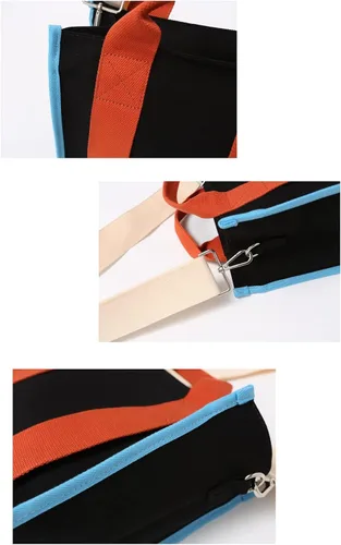Vista 5 de Jeelow Bolso de lona para el hombro bolso cruzado para hombres y mujeres con cremallera y bolsillos