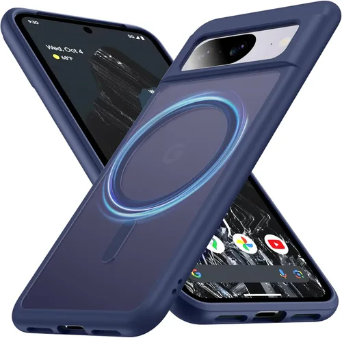 Vista 9 de Funda para Google Pixel 8 Pro con MagSafe [Soporte Ajustable][Carga Mientras Está de Pie][Militar a Prueba de Golpes] Parachoques de Silicona Suave