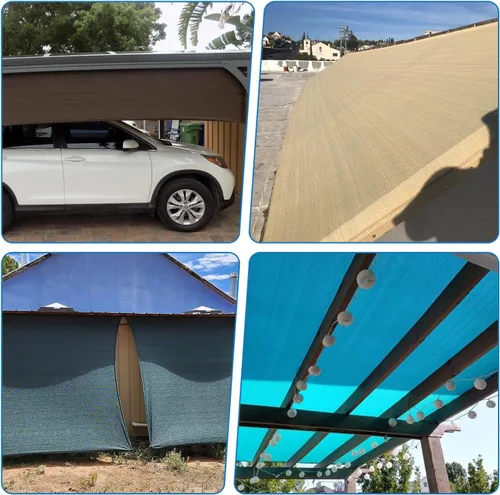 Vista 2 de TANG Sunshades Depot - Tela de sombra de 12 x 1 pies (6.35 oz/m²) HDPE, tela beige, rollo de hasta un 95% de bloqueo, red de malla U* V