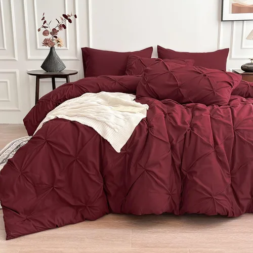 Vista 11 de Maple&Stone Juego de edredón tamaño Queen color beige, 7 piezas en una bolsa, juegos de ropa de cama con edredón, sábanas, fundas de almohada