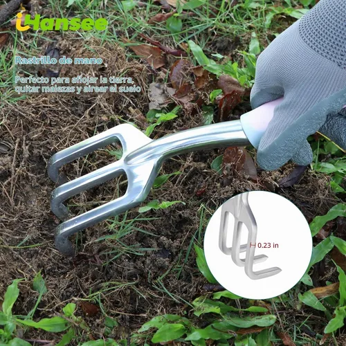Vista 4 de Pink Garden Tool Sets 4-Piece, Aluminum Gardening Hand Tool Kit pink-4pcs